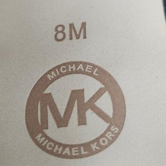 Michael Kors Black Leather T Strap Gold Zipper Platform Sandal Heels Sz 8M - Picture 12 of 13